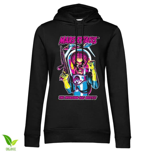 Mars Attacks - The Invasion Has Begun Girly Hoodie Black XX-Large