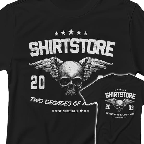 Shirtstore Skull 'n Wings T-Shirt Black Large