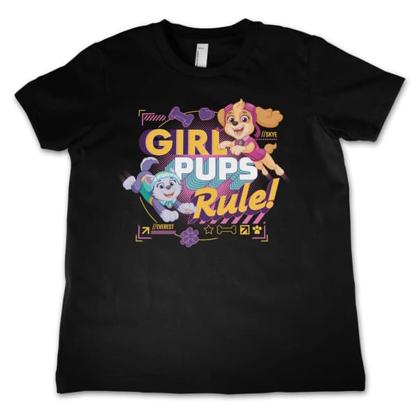 Paw Patrol - Girls Pups Rule Kids Tee Black 10Years/YL