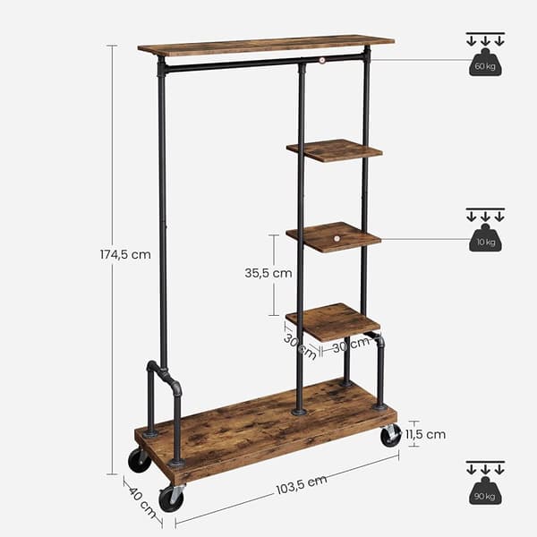 Garderobeskab med nethylder Industriel stil