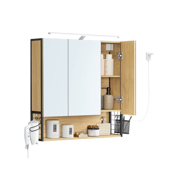 Kylpyhuonekaappi LED-valaistuksella 14,5 x 70 x 70 cm tammi luonnon tammen väri