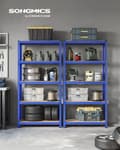 Miniatyrbillede 2 af 6: 5-trins reol, stålreol til opbevaring, værktøjsfri montering, til garage, skur, belastningskapacitet 875 kg, 40 x 90 x 180 cm, blå GLR040Q01