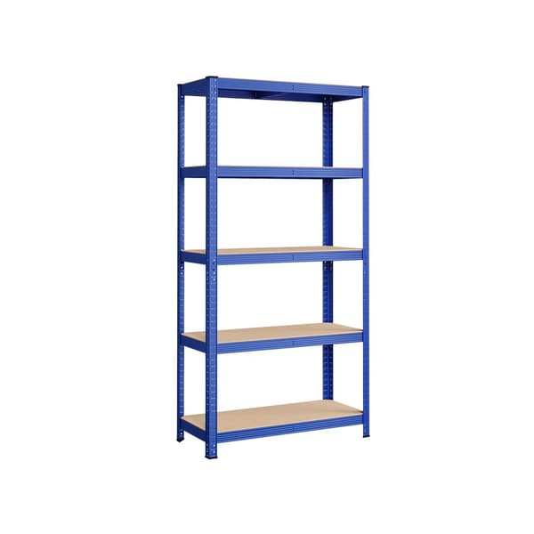 5-trins reol, stålreol til opbevaring, værktøjsfri montering, til garage, skur, belastningskapacitet 875 kg, 40 x 90 x 180 cm, blå GLR040Q01