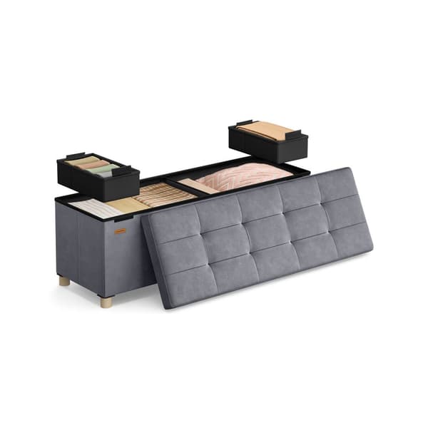 Bänk med förvaringsutrymme 38 x 110 x 40 cm Fotpall 112 L skiffergrå