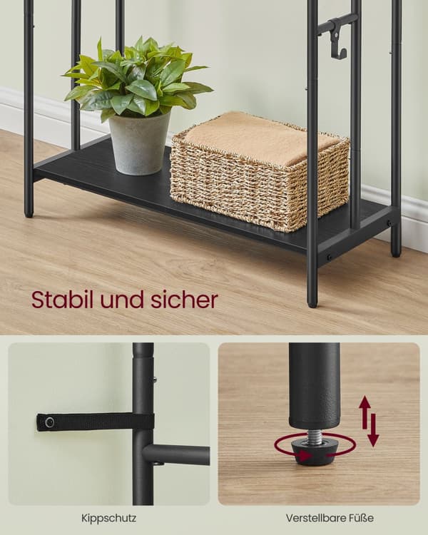 Håndklædestang med 3 skinner blæk sort - ibenholt sort