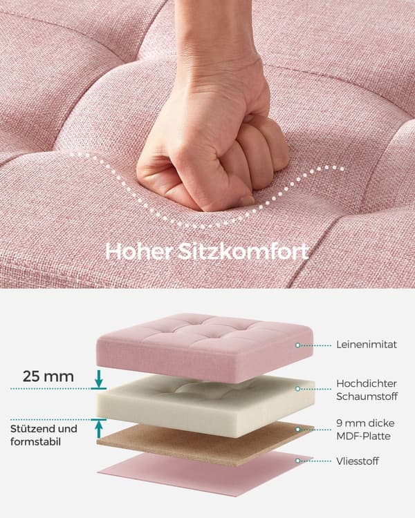 Pall med förvaringsutrymme 38 x 76 x 38 cm pastellrosa