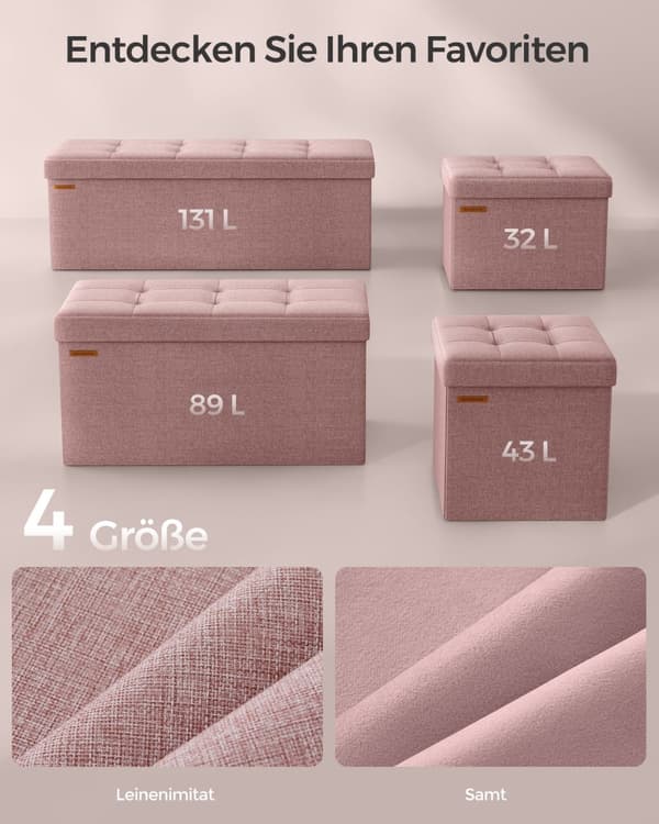 Pall med förvaringsutrymme 38 x 76 x 38 cm pastellrosa