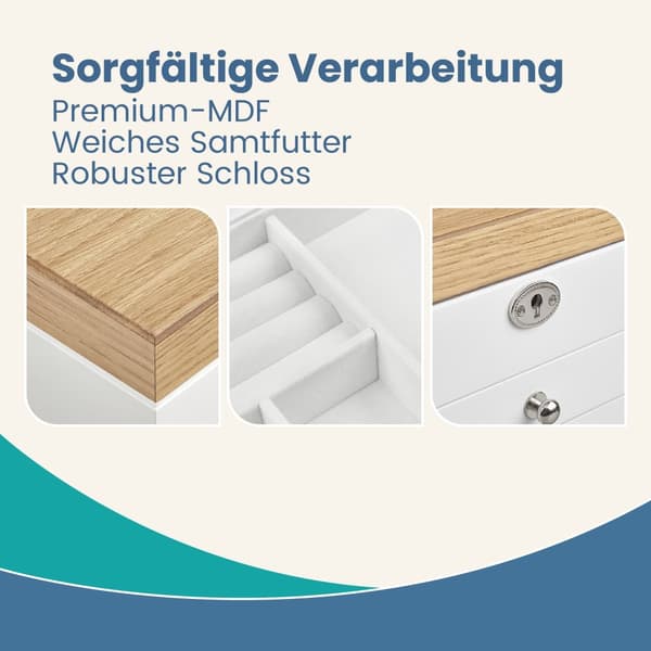 Elegant smyckeskrin med spegel vit