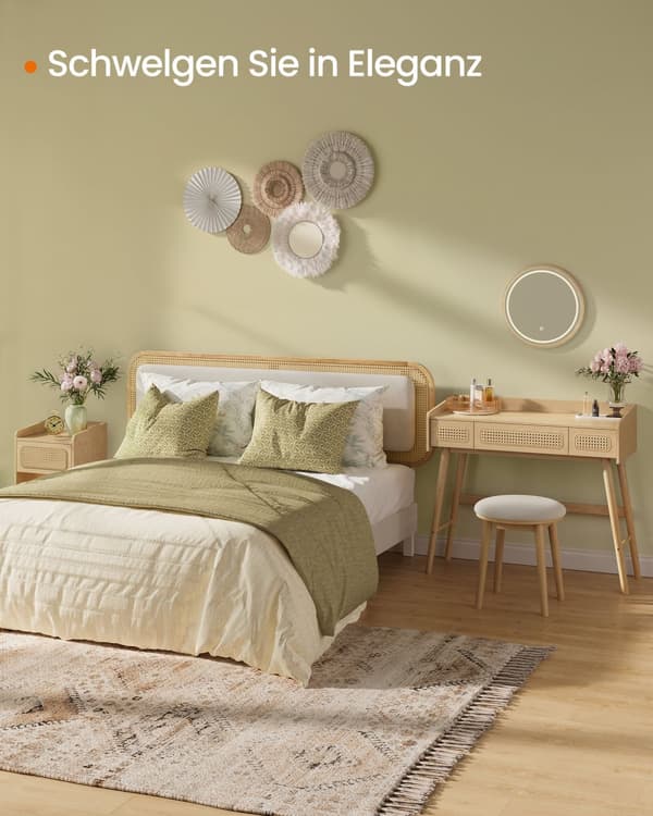 Make-up skammel rund i boho-stil creme-hvid-eg-beige