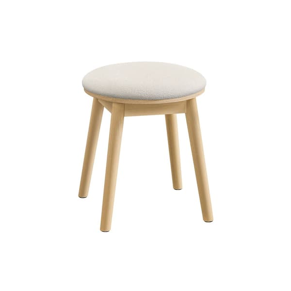 Make-up skammel rund i boho-stil creme-hvid-eg-beige