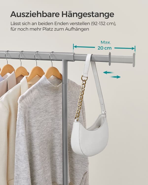 Klädhängare på hjul, belastningsbar upp till 90 kg dove grey