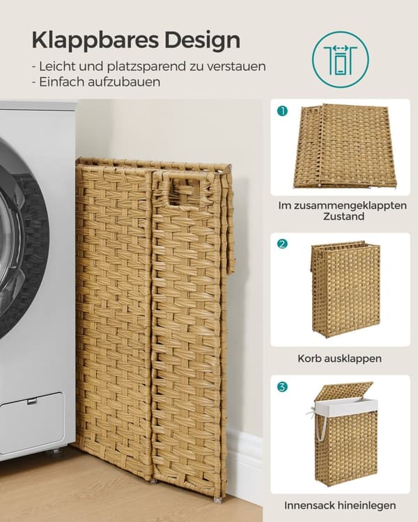 Vasketøjskurv 55 L lavet af syntetisk rattan