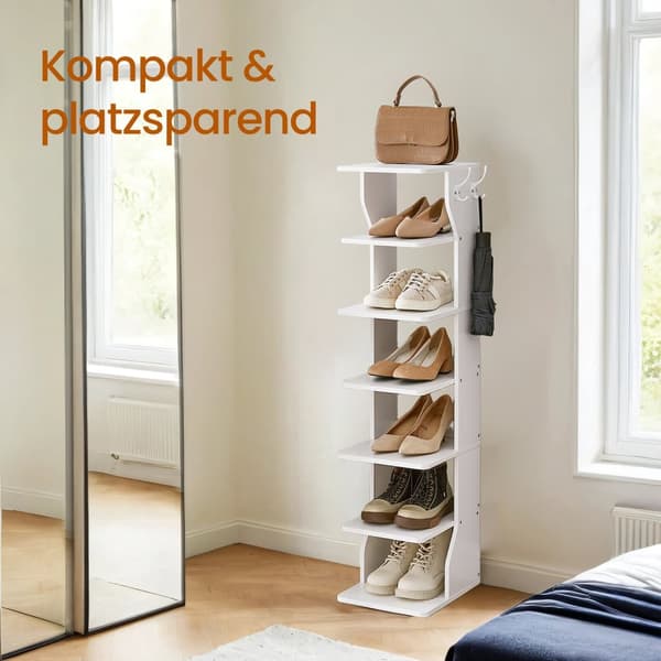 Kapea kenkäteline, tilaa säästävä seisova teline, 7 tasoa