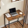 Miniatyrbillede 3 af 6: Skrivebord, computerbord, lille kontorbord, 80 x 50 x 75 cm, arbejdsværelse, hjemmekontor, enkel montering, stål, industrielt design, rustik brun og