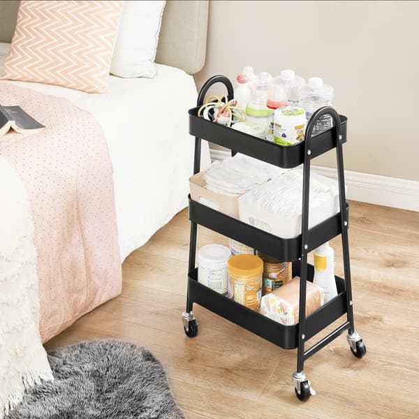 Trolley med 3 niveauer sort