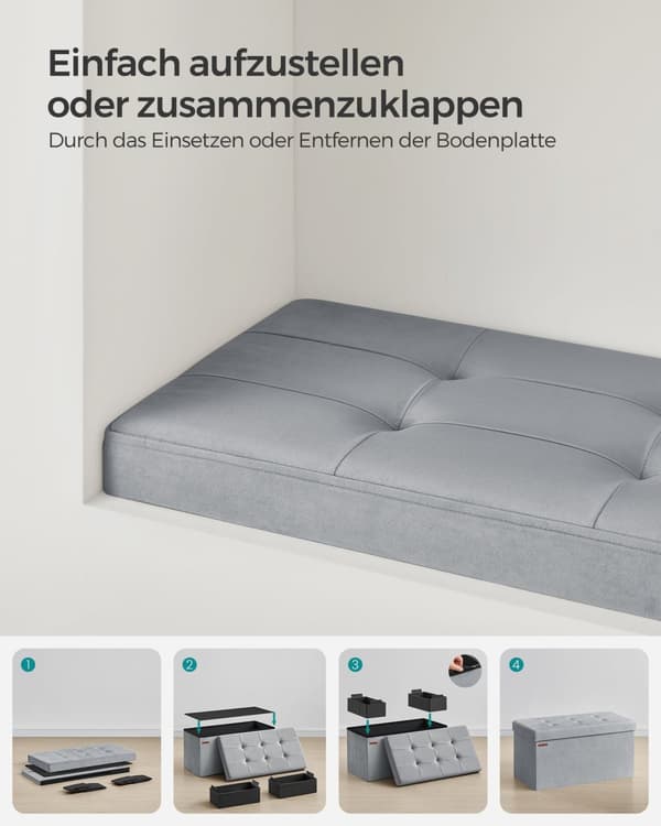 Fløjlsbænk med opbevaringsplads til entréen dove grey