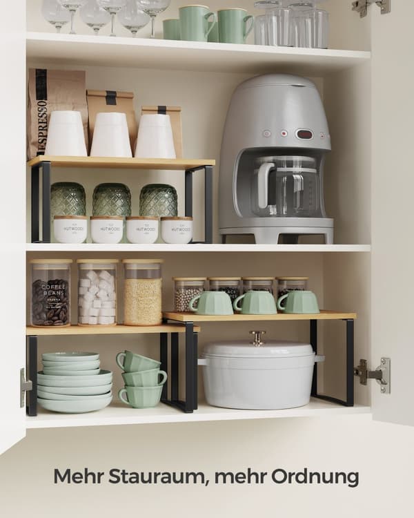 Kryddhylla set om 3 av metall och bambu bläck-svart-naturlig beige