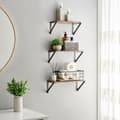 Miniatyrbillede 3 af 6: Sæt med 3 væghylder, svævehylder, til nipsgenstande, fotorammer, krydderflasker, toiletartikler, i stuen, soveværelset, køkkenet, badeværelset, rusti