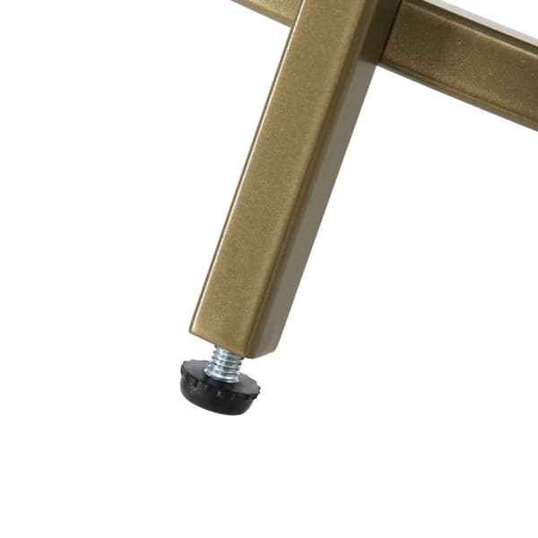 Rundt sidebord, endebord i hærdet glas med gylden metalramme, lille sofabord, sengebord, stue, balkon, robust og stabilt, dekorativt, guld LGT20G