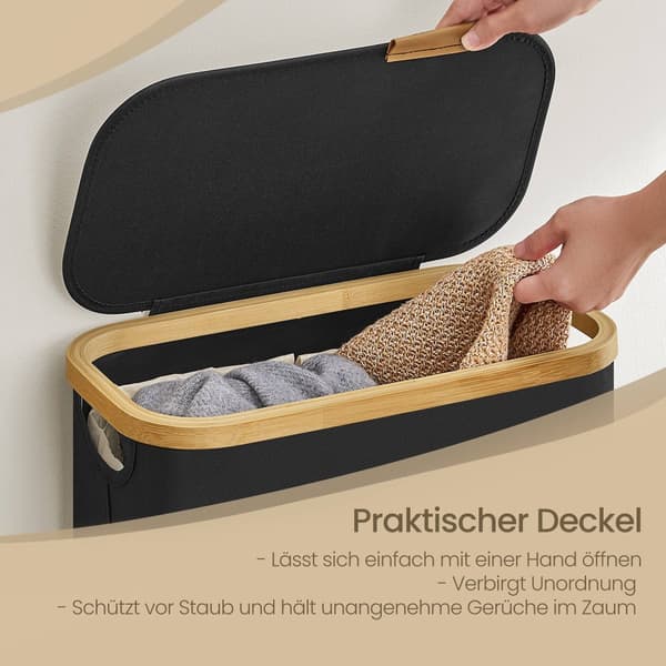 Tvättkorg, tvättkorg med lock, 65 L