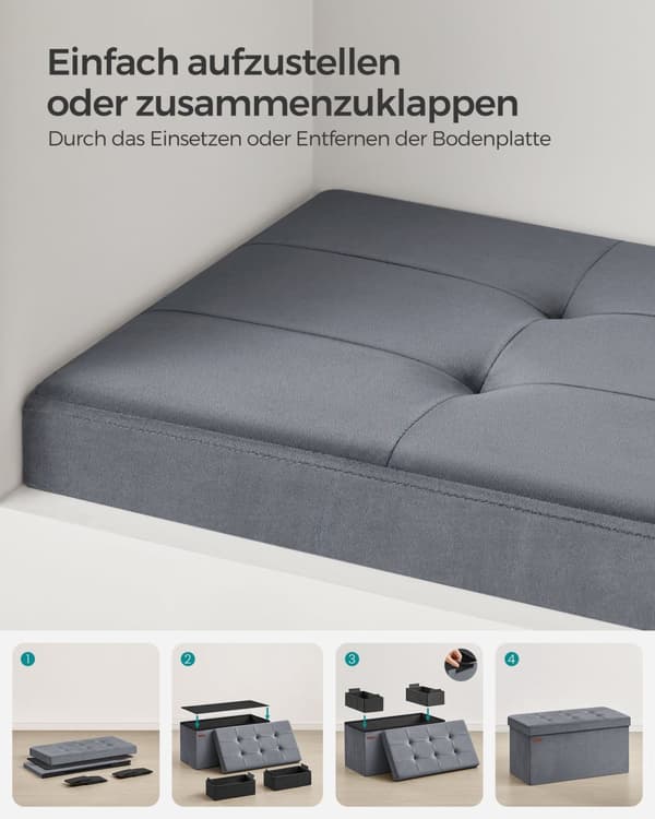 Bänk med förvaringsutrymme i sammet till vardagsrummet skiffergrå
