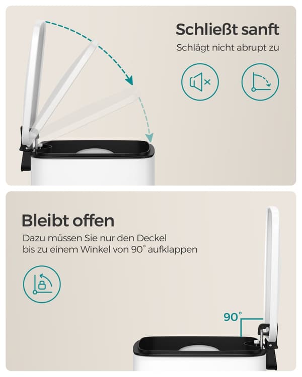 Kosmetikkorg med pedal Softclose stål vit