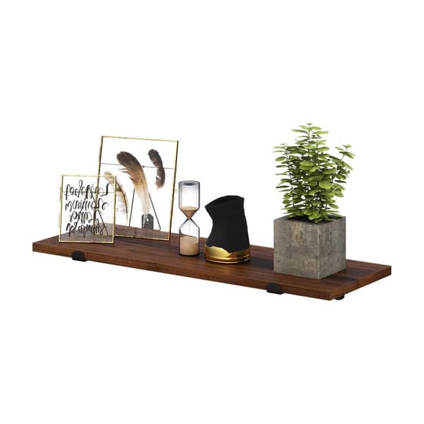 Vägghyllor Set om 2, 60 x 20 x 7 cm, svävande hyllor, dekorativa hyllor, retrostil, för sovrum vardagsrum kök hall, maxkapacitet 15 kg för varje, MDF