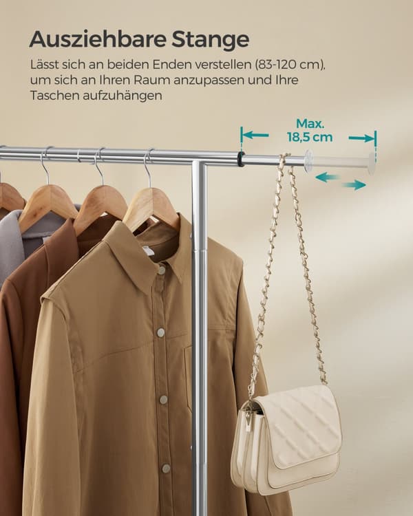 Klädhängare på hjul, lastbar upp till 45 kg dove grey
