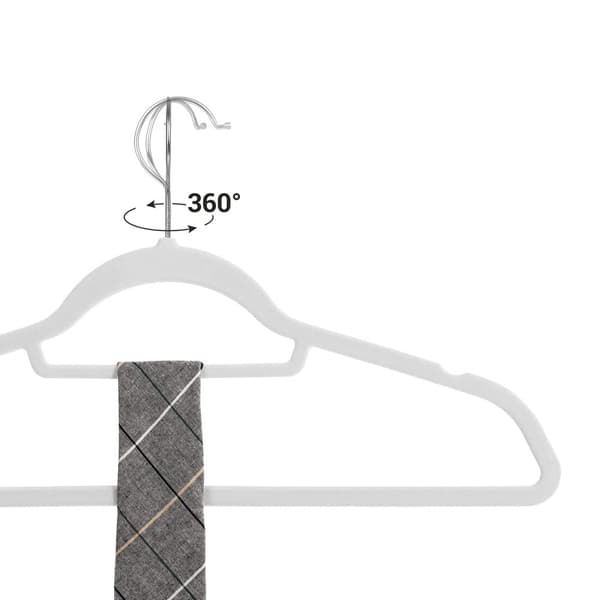 Fløjlsbøjler, sæt med 20 tøjbøjler, skridsikre, med bindestang og 360° drejekrog, pladsbesparende, 0,6 cm tykke, 43,5 cm lange, til kjoler og bukser,