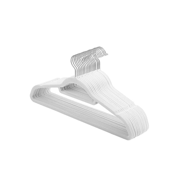 Fløjlsbøjler, sæt med 20 tøjbøjler, skridsikre, med bindestang og 360° drejekrog, pladsbesparende, 0,6 cm tykke, 43,5 cm lange, til kjoler og bukser,
