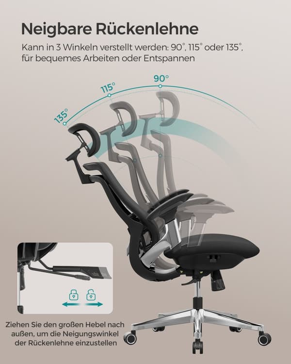 OBN068B01 Ergonomisk justerbar kontorstol - justerbart sæde foran eller bagpå - understøtter op til 150 kg - blæksort