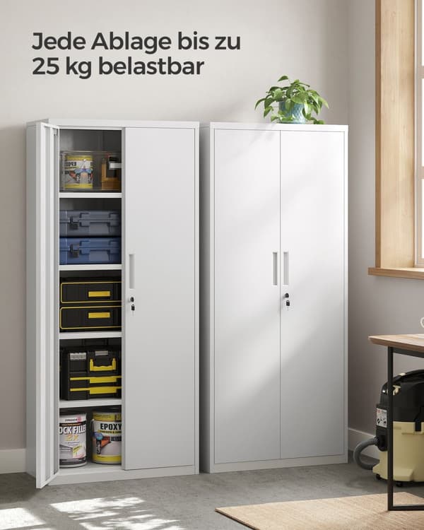 Multifunktionsskab med justerbare hylder gråhvid