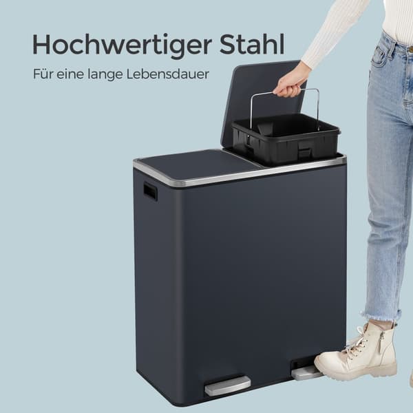 Papperskorg, 2 x 30 liter, 2 fack