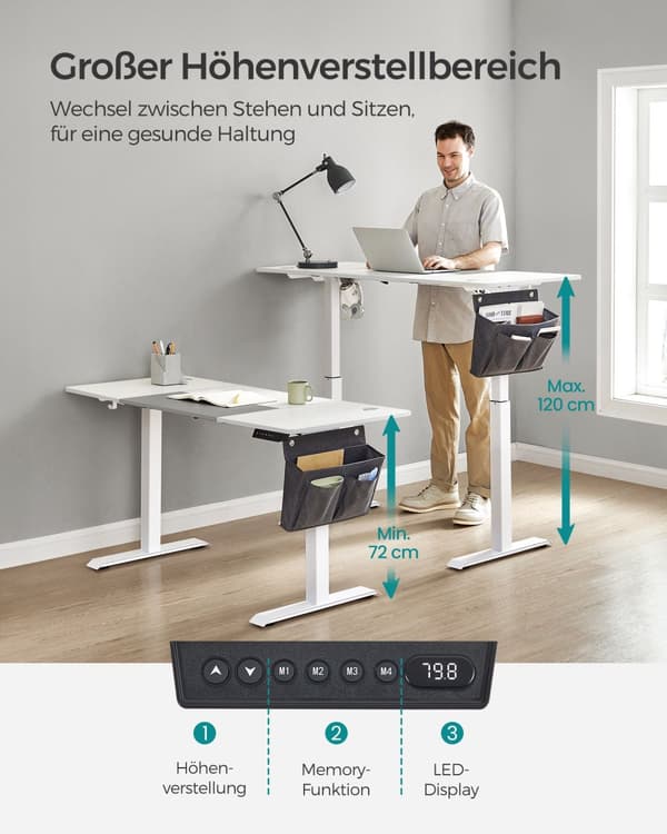 Højdejusterbart skrivebord electric basic white-dove grey