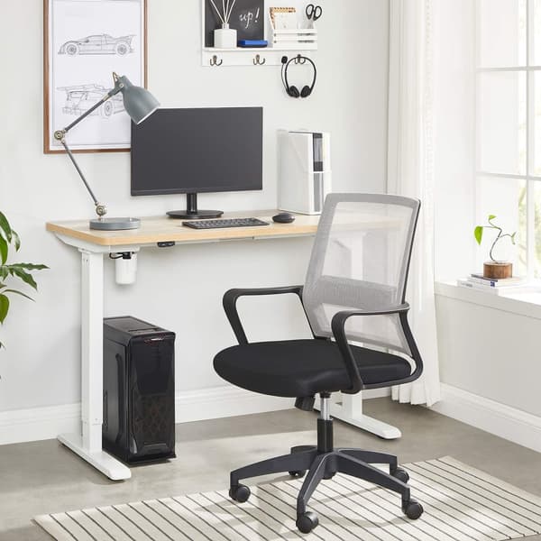 Bordstel, frit højdejusterbart, skrivebordsstel, elektrisk skrivebord, bordstativ med motor, længdejusterbart, stål, hvid LSD010W01V1