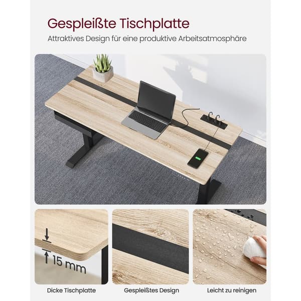 Højdejusterbart skrivebord 60 x 140 cm greige-sort