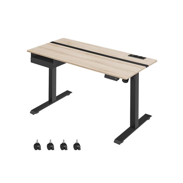 Højdejusterbart skrivebord 60 x 140 cm greige-sort