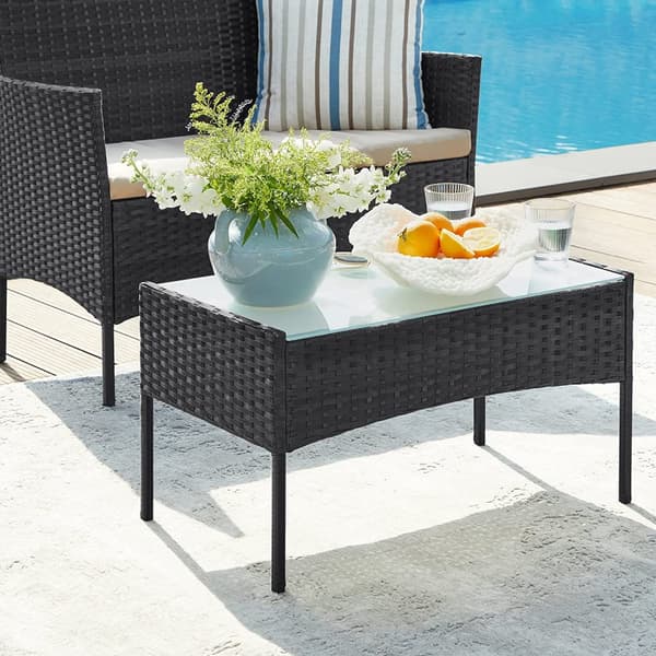 GGF004B05 Trädgårdsmöbelset för balkong PE Polyrattan Loungeset Utemöbler utomhus för uteplats Balkong Trädgård Svart Taupe
