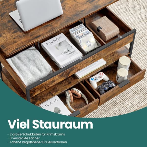 Soffbord, vardagsrumsbord, höjdjusterbar bordsskiva