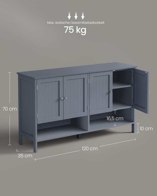 Skoskab i landlig stil 35 x 120 x 70 cm skifergråt