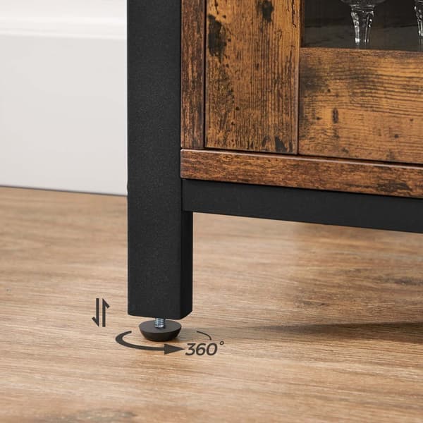 Buffetskåp, sideboard, golvförvaringsskåp med transparenta dörrar, rustikt ULSC096B01