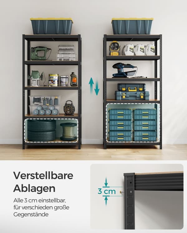 Sæt med 2 stående hylder 200 cm høje