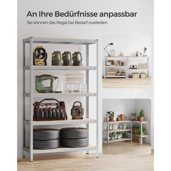 Set med 2 källarhyllor 200 cm höga silver