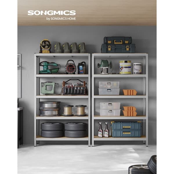 Set med 2 källarhyllor 200 cm höga silver