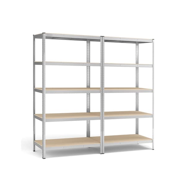 Set med 2 källarhyllor 200 cm höga silver
