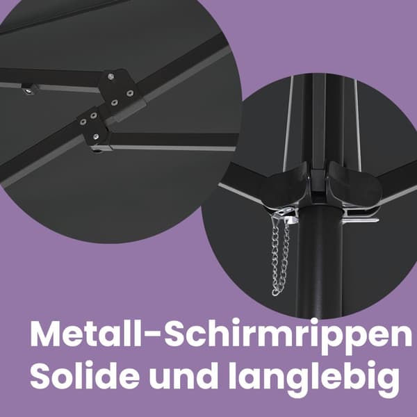 Dubbelparasoll 460 x 270 cm, extra stort parasoll, trädgårdsparasoll