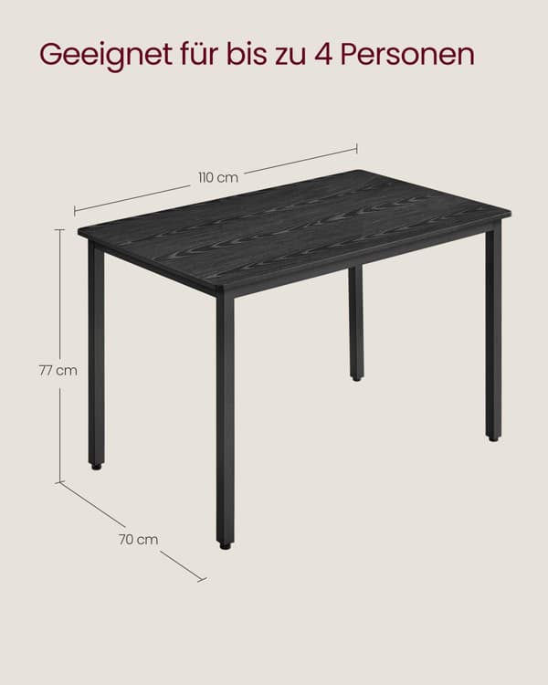 Spisebord 70 x 110 x 77 cm ibenholt sort-mat sort