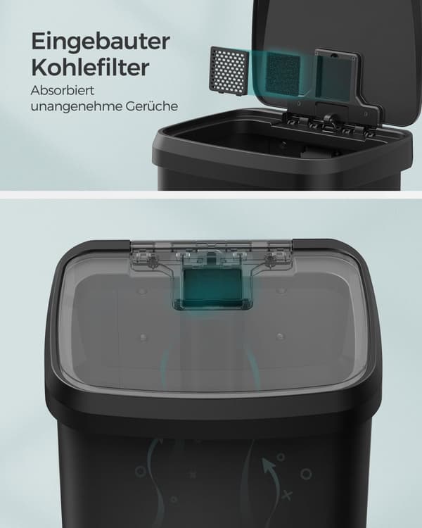 Köksavfallstunna 68 liter metall med lock svart
