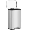 Miniatyrbillede 2 af 5: Pedalspand til køkken, 50L affaldsspand, med indvendig plastspand, hængslet låg, blød lukning, lugtfri og hygiejnisk, sølv LTB050E01