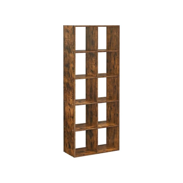 Kirjahylly, 10 lokeroa vintage ruskea